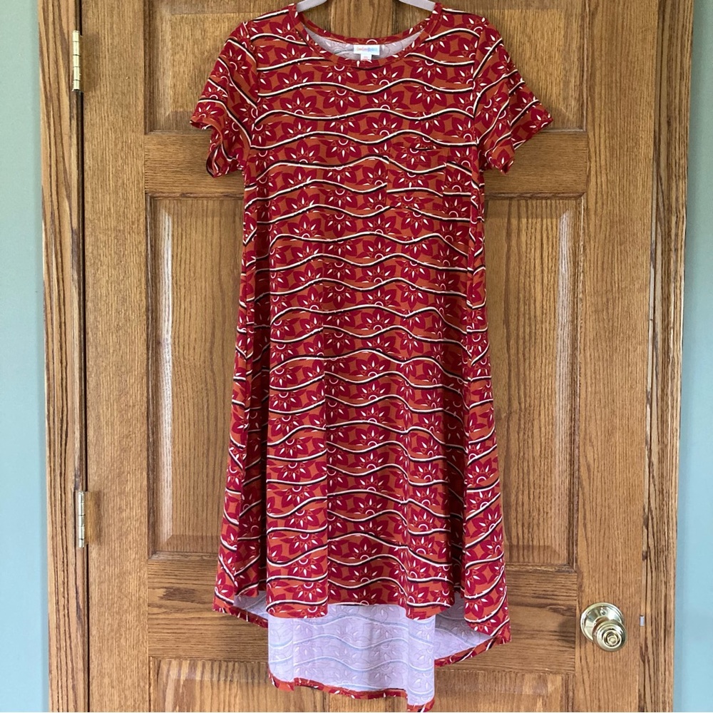 LuLaRoe Red and Yellow High-Low Fit & Flare Dress